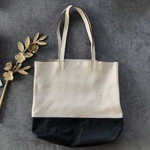 sanctuary two tone block color leather tote bag